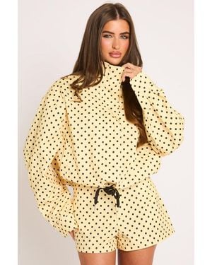 Rebellious Fashion High Neck Zip Through Jacket - Natural