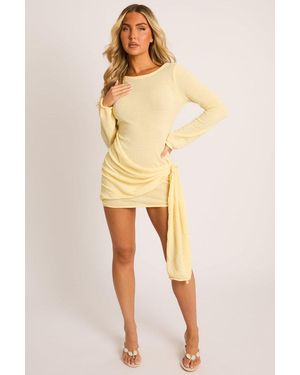 Rebellious Fashion Knitted Mini Dress - Yellow