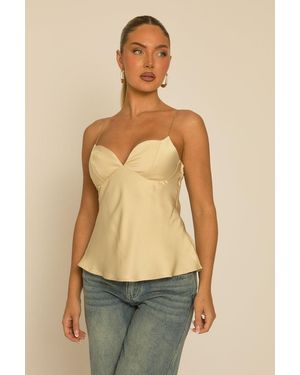Rebellious Fashion Satin Sweetheart Neck Cami Top - Multicolour