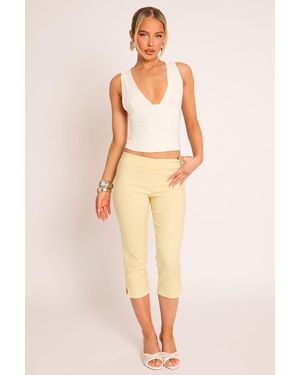 Rebellious Fashion Bengaline Split Hem Capri Trousers - Yellow
