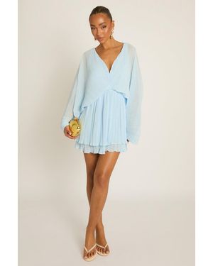 Rebellious Fashion Pleated Ruffle Hem Playsuit - Blue