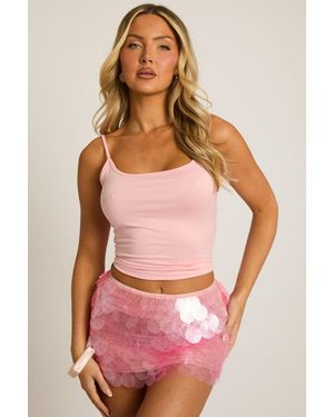 Rebellious Fashion Disc Sequin Mini Skirt - Red