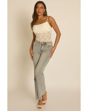 Rebellious Fashion Stretch Hotfix Pocket Detail Jeans - Natural