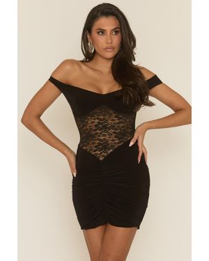 Rebellious Fashion Lace Off Shoulder Mini Dress - Red