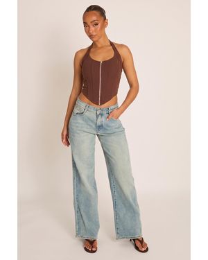 Rebellious Fashion Wide Leg Jeans - Blue