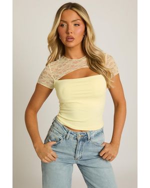 Rebellious Fashion Lace Detail Top - Blue