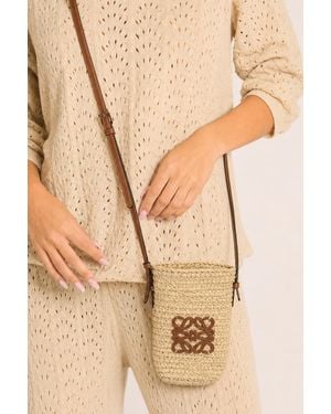 Rebellious Fashion Raffia Logo Detail Shoulder Bag - Natural