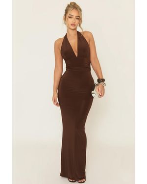 Rebellious Fashion Halterneck Tie Back Maxi Dress - Natural