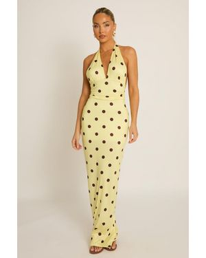 Rebellious Fashion Halterneck Tie Back Maxi Dress - Metallic