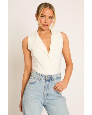 Rebellious Fashion Collared Bodysuit - Blue