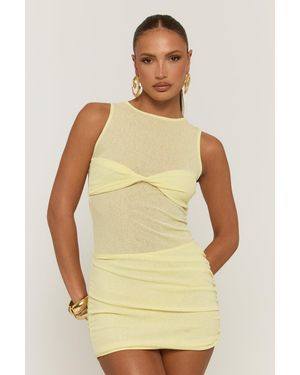 Rebellious Fashion Butter Twist Front Mini Dress - Natural