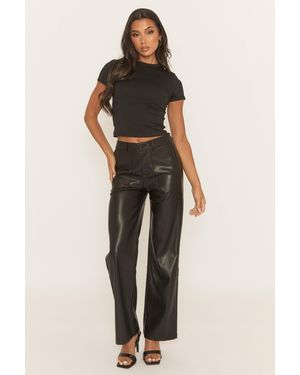 Rebellious Fashion Pu Straight Leg Trousers - Black