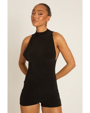 Rebellious Fashion Fitted Playsuit - Black