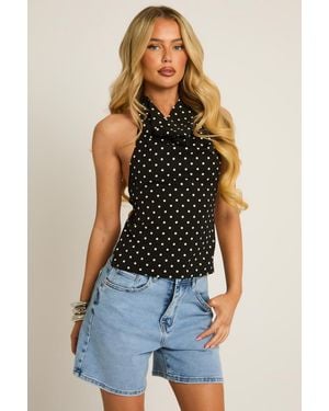 Rebellious Fashion Cowl Neck Strappy Top - Blue
