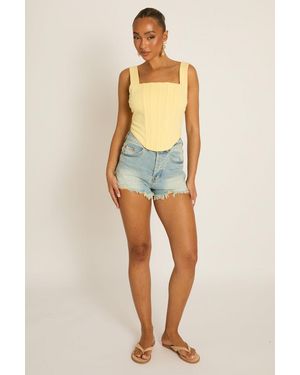 Rebellious Fashion Denim Frayed Micro Shorts - Green