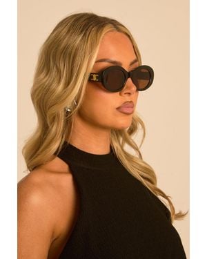 Rebellious Fashion Logo Detail Sunglasses - Black
