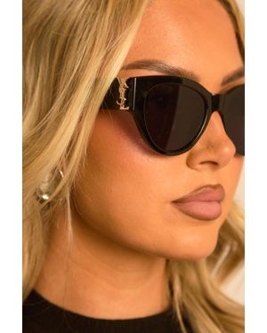 Rebellious Fashion Logo Detail Oversized Sunglasses - Brown