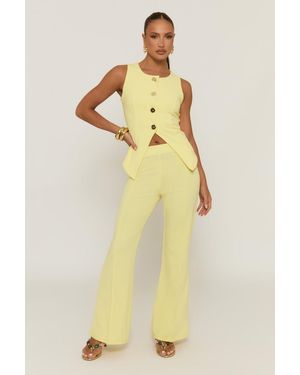Rebellious Fashion Butter Button Waistcoat And Wide Leg Trouser Co-Ord Set - Yellow