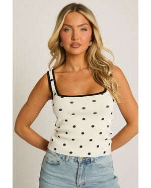 Rebellious Fashion Contrast Polka Vest Top - Multicolour