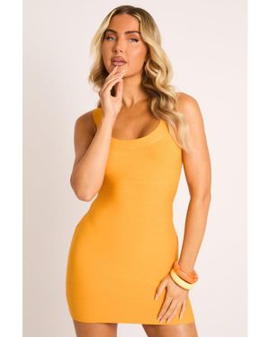 Rebellious Fashion Scoop Neck Bandage Mini Dress - Orange