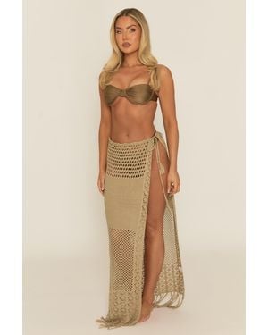 Rebellious Fashion Crochet Maxi Sarong - Brown