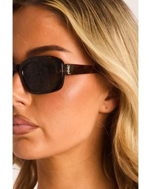 Rebellious Fashion Logo Detail Tortoise Shell Sunglasses - Black