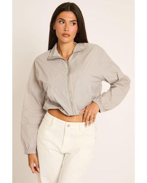 Rebellious Fashion Funnel Neck Windbreaker Jacket - Natural