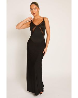 Rebellious Fashion Lace Insert Maxi Dress - Natural