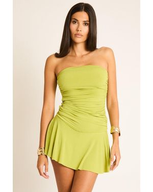 Rebellious Fashion Bandeau Frill Hem Playsuit - Yellow