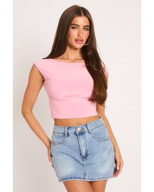Rebellious Fashion Open Back Crop Top - Blue