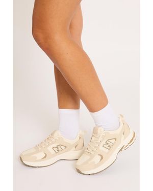 Rebellious Fashion Mesh Detail Chunky Trainers - Natural