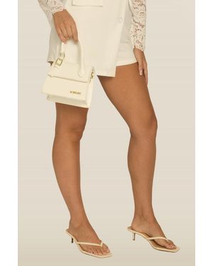 Rebellious Fashion Faux Leather Logo Grab Bag - Natural