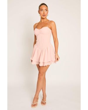Rebellious Fashion Chiffon Frill Hem Skort Playsuit - Natural