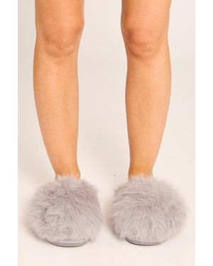 Rebellious Fashion Fluffy Mule Slippers - Grey
