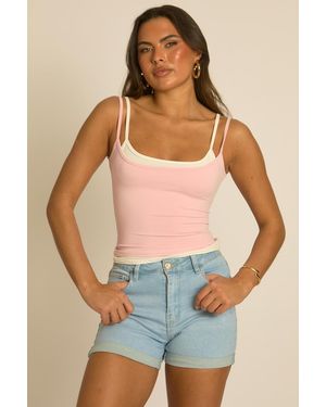 Rebellious Fashion Stretch Denim Turned Hem Shorts - Blue