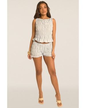 Rebellious Fashion Shirred Top And Shorts Co-Ord - Natural