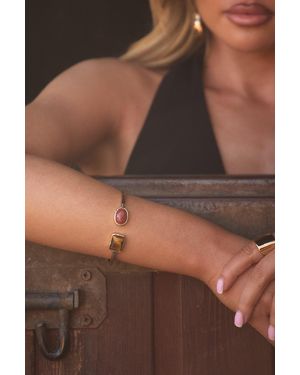 Rebellious Fashion Stone Cuff Bracelet - Brown