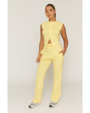 Rebellious Fashion Butter Button Front Top And Wide Leg Trouser Co-Ord Set - Yellow
