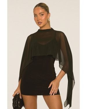 Rebellious Fashion Cape Detail Mini Dress - Black