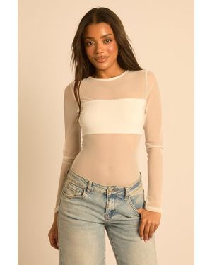 Rebellious Fashion Mesh Long Sleeve Bodysuit - Green