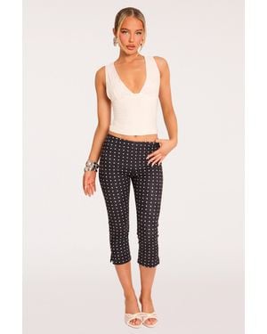 Rebellious Fashion Bengaline Split Hem Capri Trousers - Multicolour