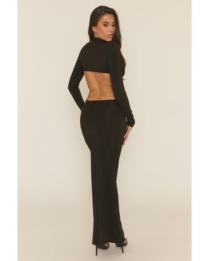 Rebellious Fashion Chain Trim Maxi Dress - Natural