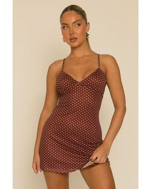 Rebellious Fashion Polka Dot Cami Dress - Natural