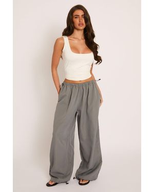 Rebellious Fashion Wide Leg Parachute Trousers - Grey