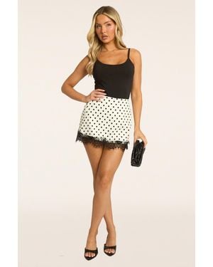 Rebellious Fashion Lace Trim Mini Skort - Natural