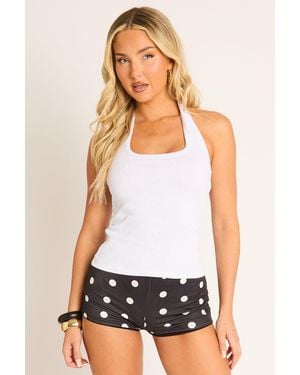 Rebellious Fashion Basic Rib Halterneck Top - White