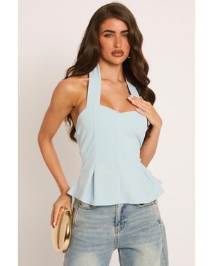 Rebellious Fashion Halter Peplum Top - White