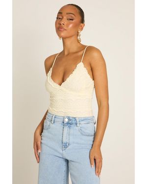 Rebellious Fashion Lace Frill Bodysuit - Blue