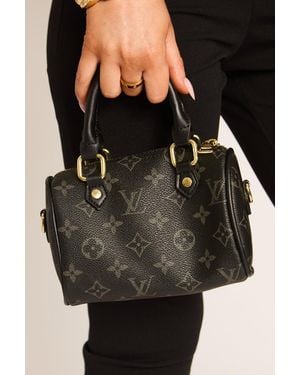 Rebellious Fashion Monogram Top Handle Mini Bag - Black