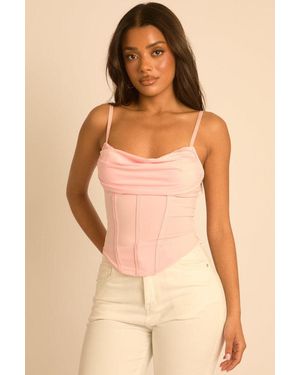 Rebellious Fashion Drape Detail Corset Top - Natural